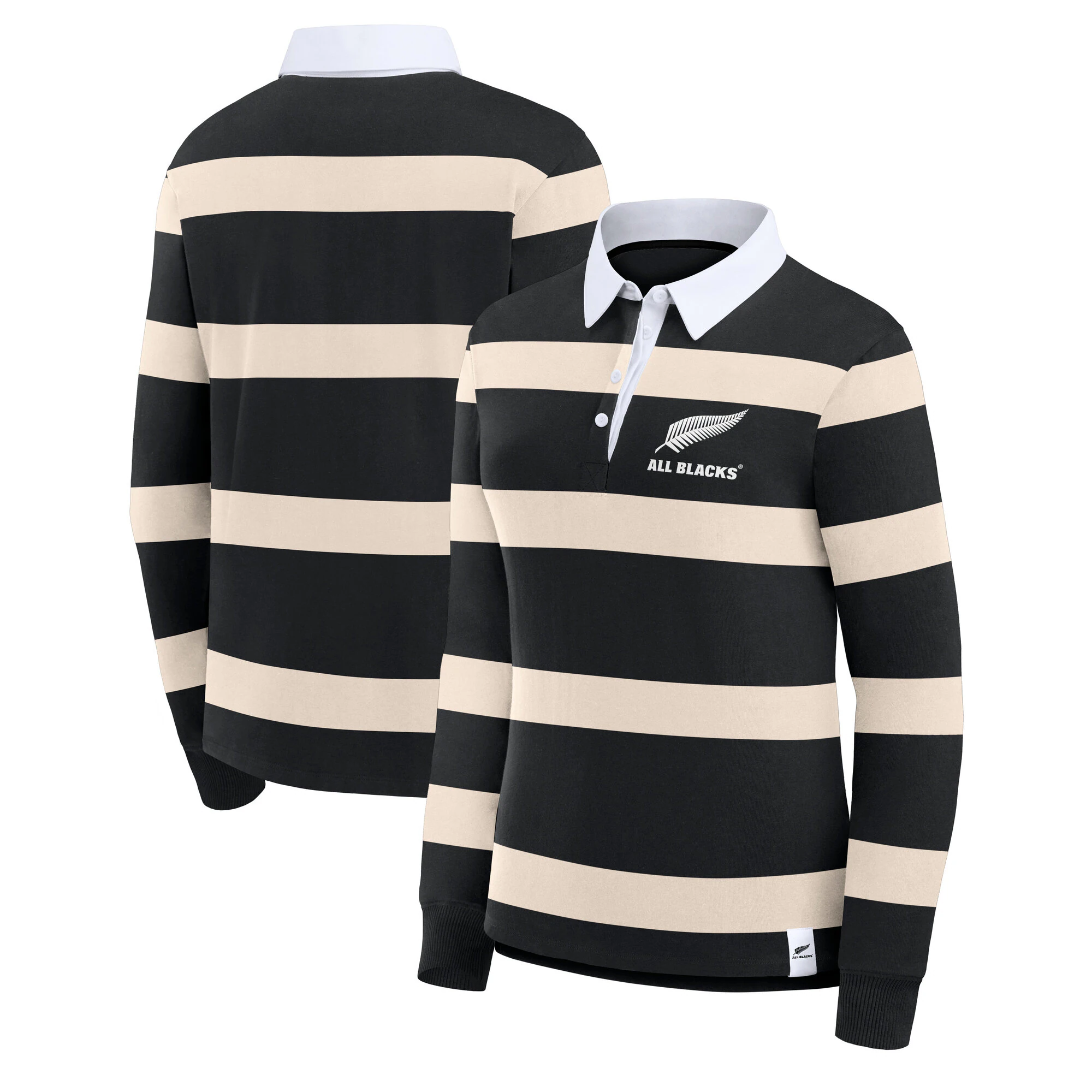 All Blacks Long Sleeve Striped Rugby Shirt - Black - Womens
