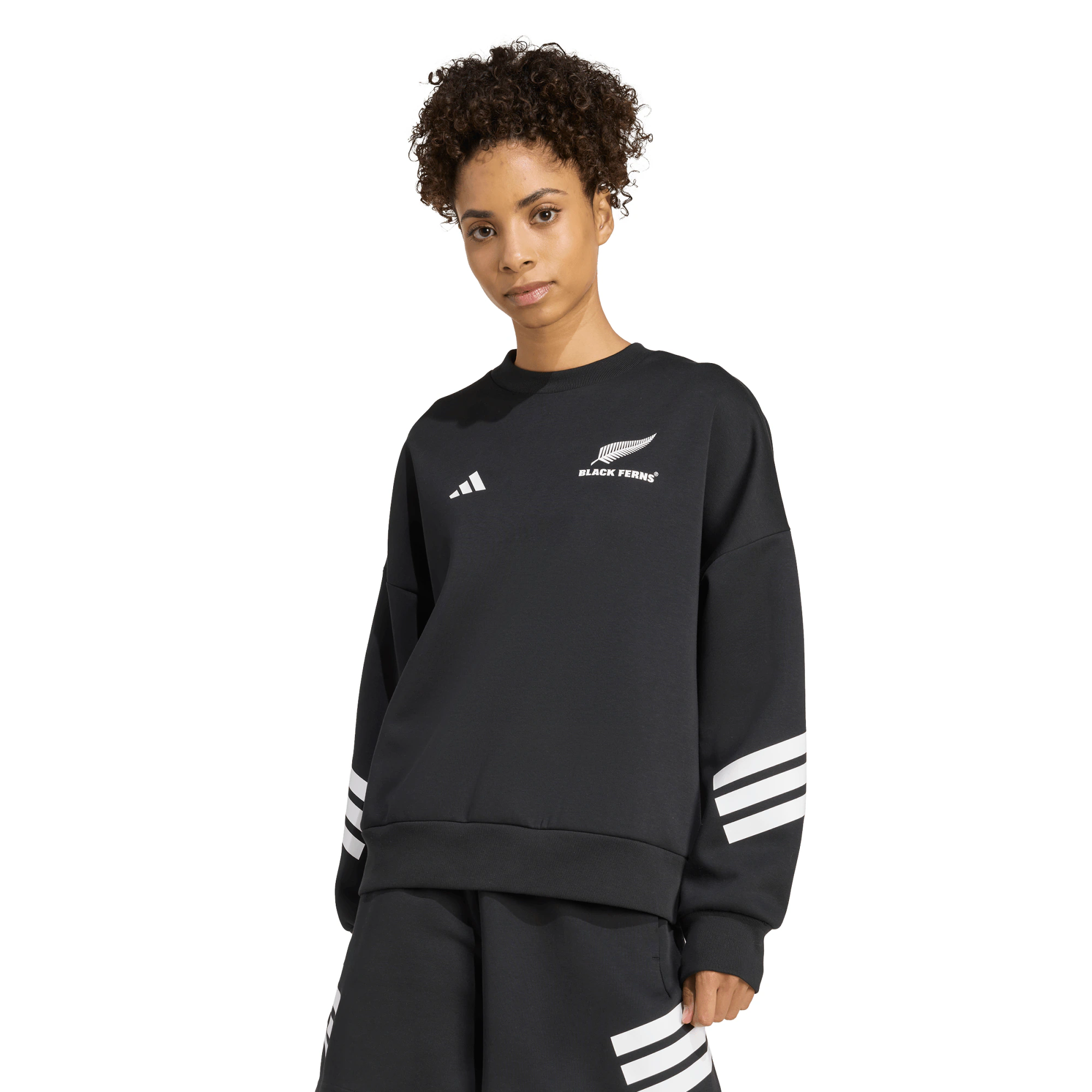 Black Ferns Adidas 3 Stripes Sweatshirt - Womens