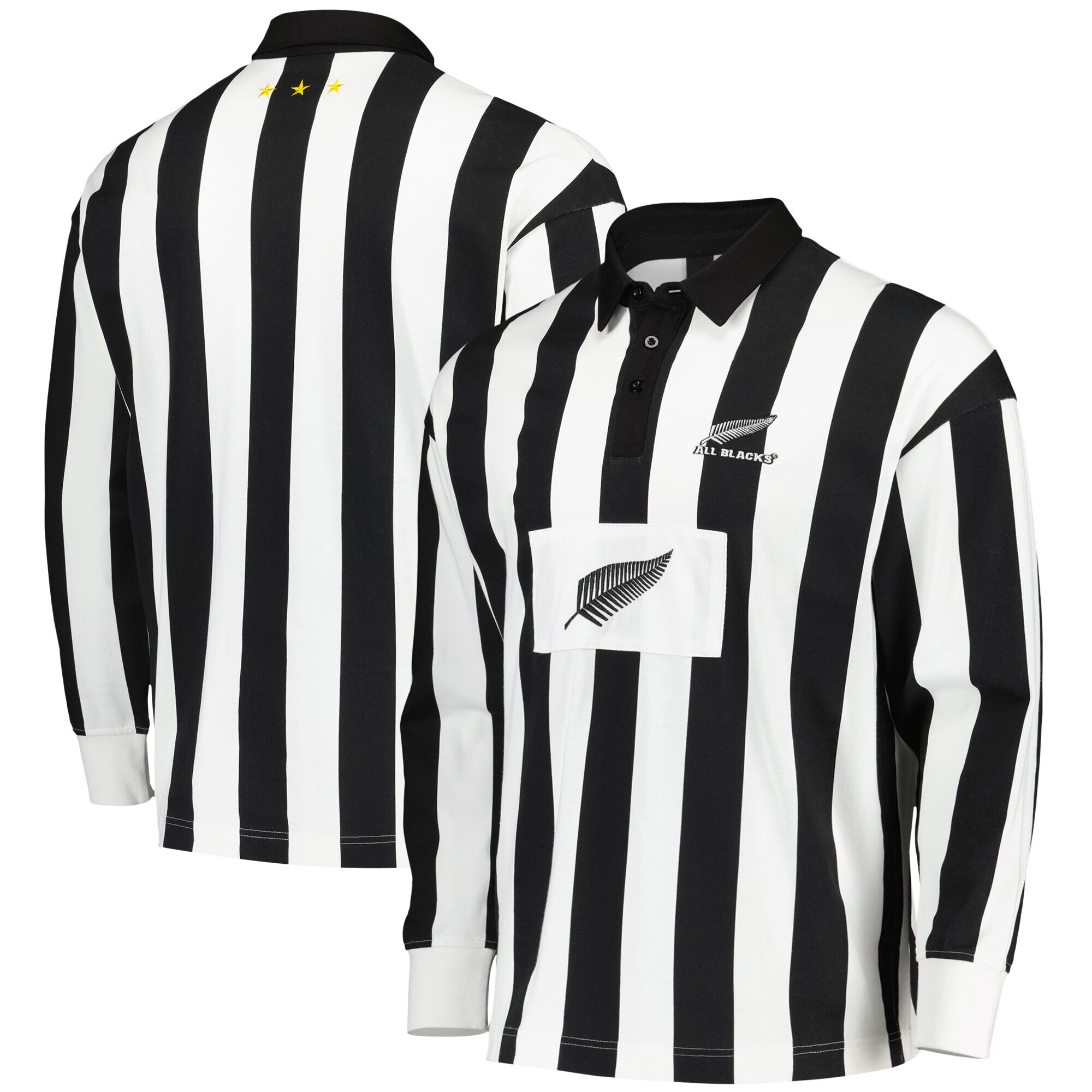 All Blacks Turin Striped Long Sleeve Polo