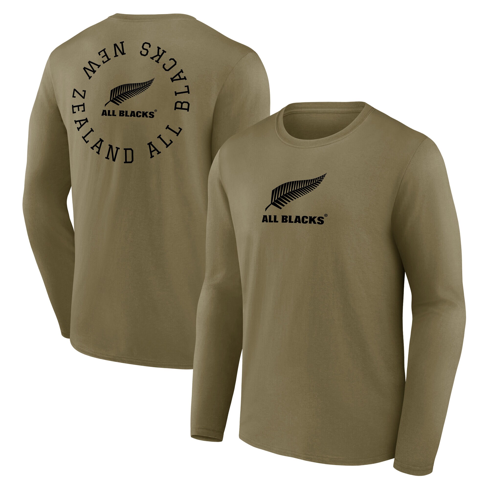 All Blacks Loop Logo Graphic Long Sleeve T-Shirt - Khaki