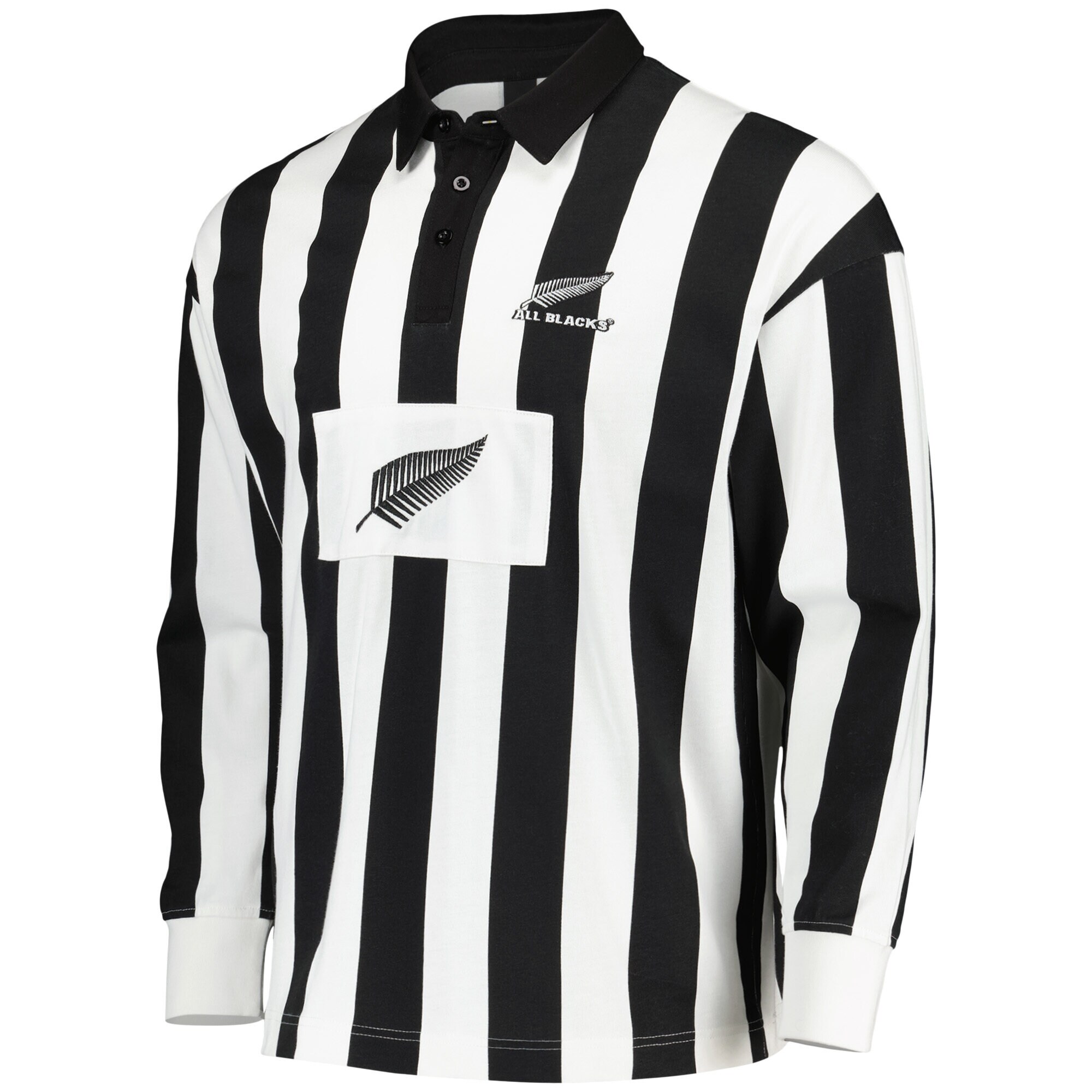 All Blacks Turin Striped Long Sleeve Polo
