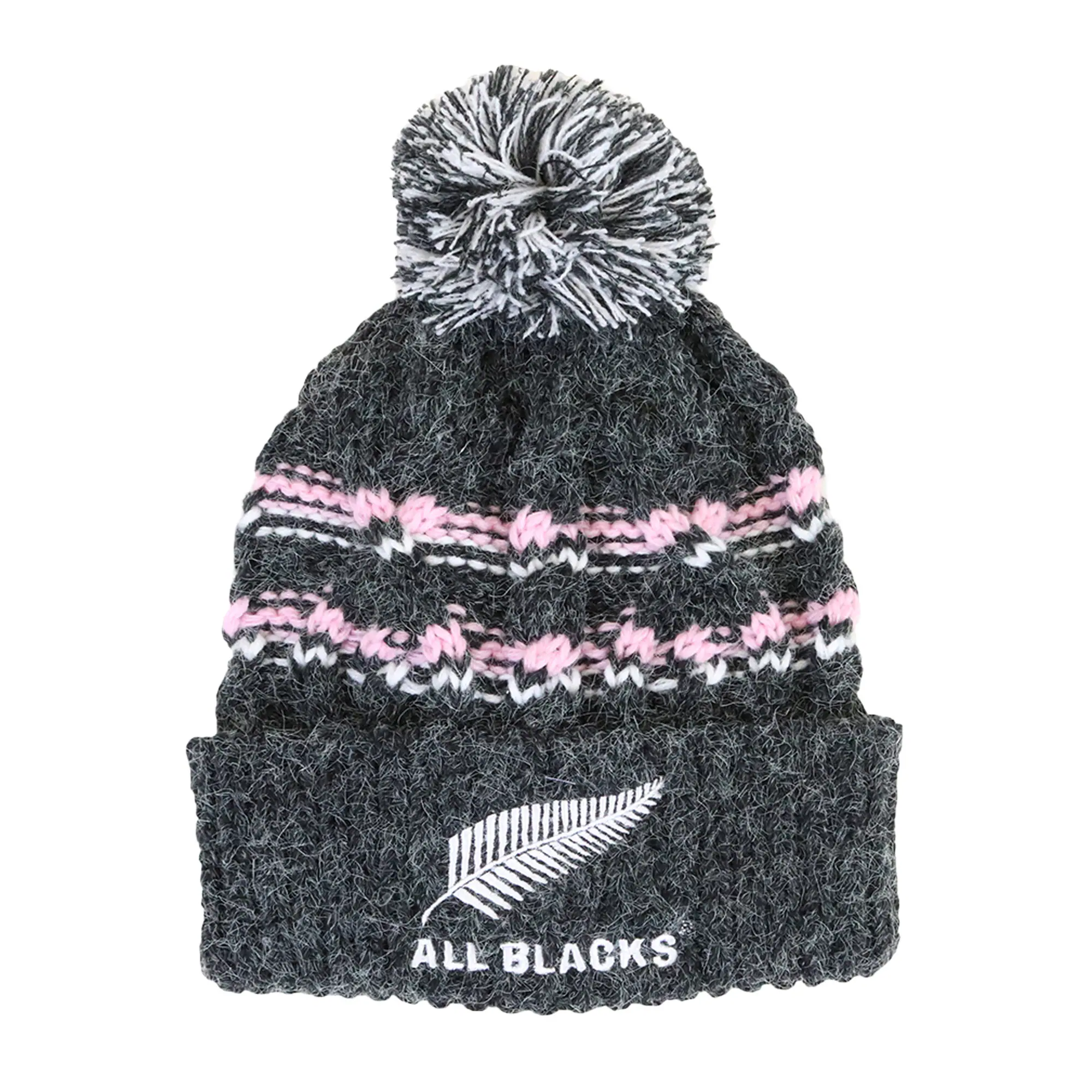 All Blacks Kids Cable Knit Pom Pom Beanie