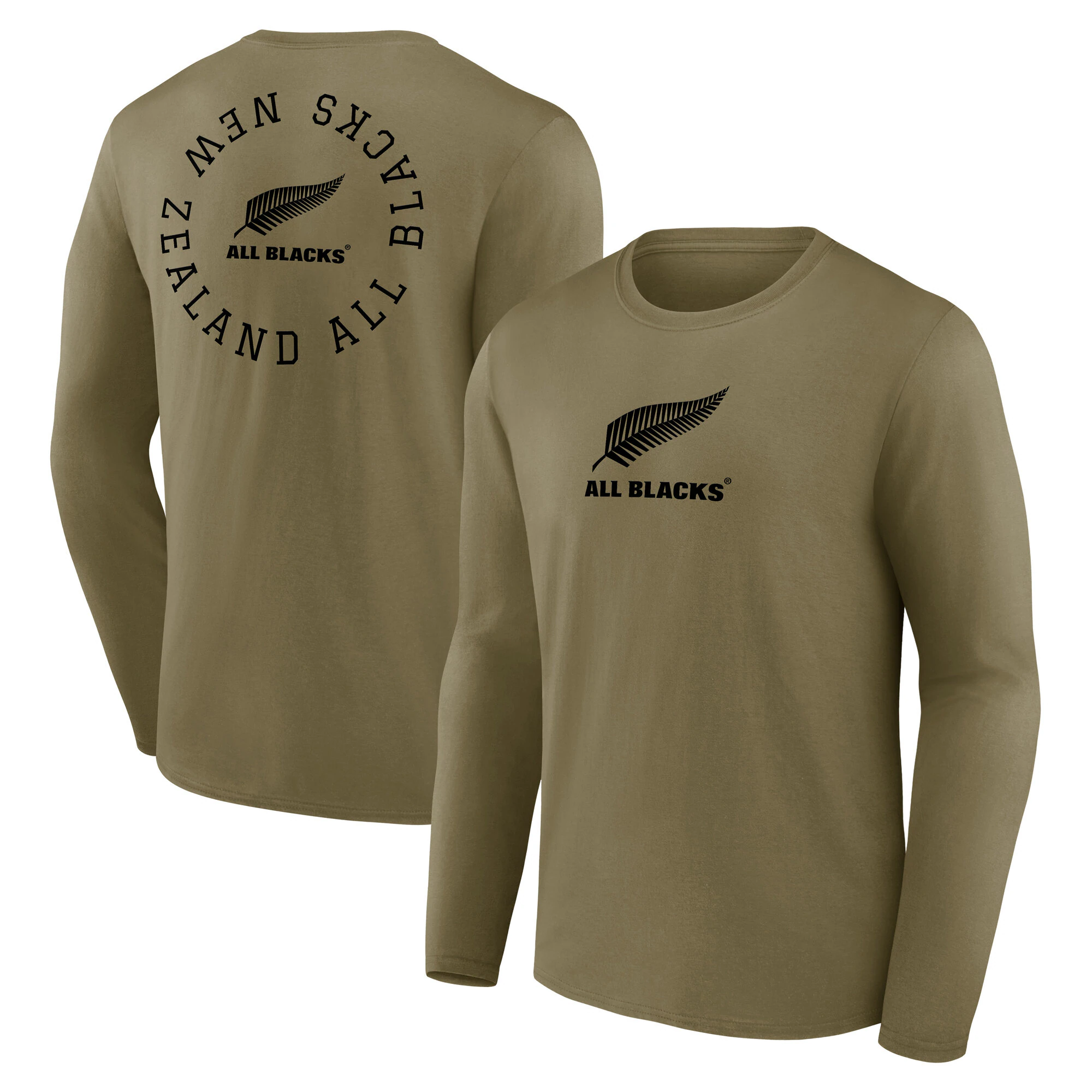 All Blacks Loop Logo Graphic Long Sleeve T-Shirt - Khaki