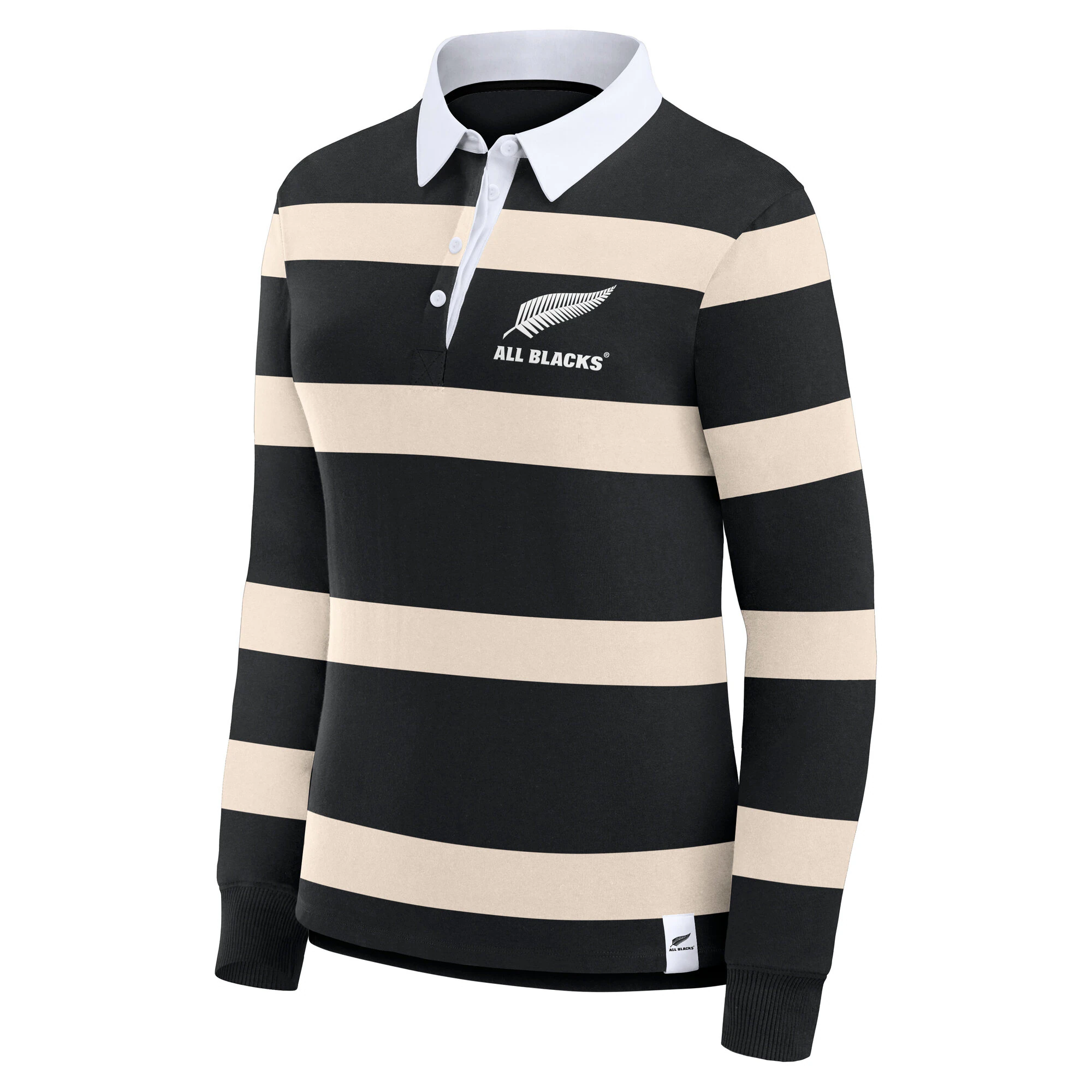 All Blacks Long Sleeve Striped Rugby Shirt - Black - Womens